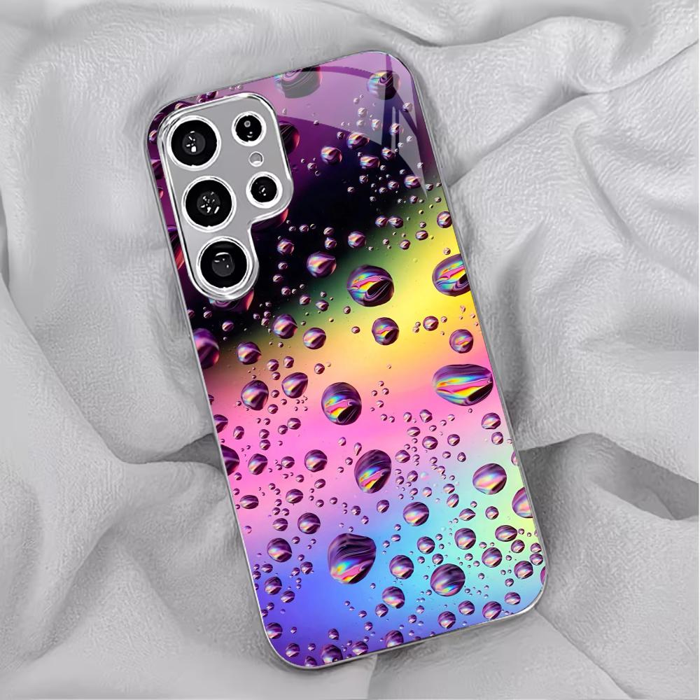 Color water droplet electroplated glass phone case suitable for Samsung Galaxy S26 S25 S24 S23 S22 S20 FE/Ultra/Plus anti drop