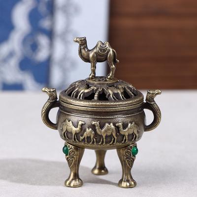 Alloy Lucky Incense Burner Bowl Incense Holder With Handle Yoga Meditation Home Office Decor Ancient Style For Relaxation