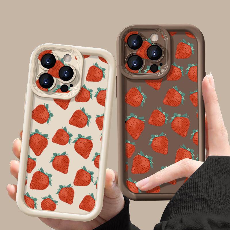 Luxury Fruits Pattern Phone Case For iPhone 16 16e 15 14 13 12 Pro Max Plus 11 Clear TPU Shockproof Cover