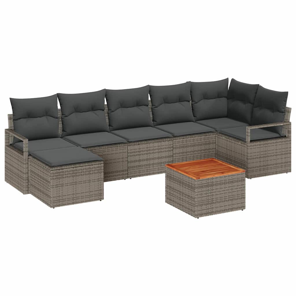 Garden Sofa Set with Cushions 8 Pcs Grey Poly Rattan