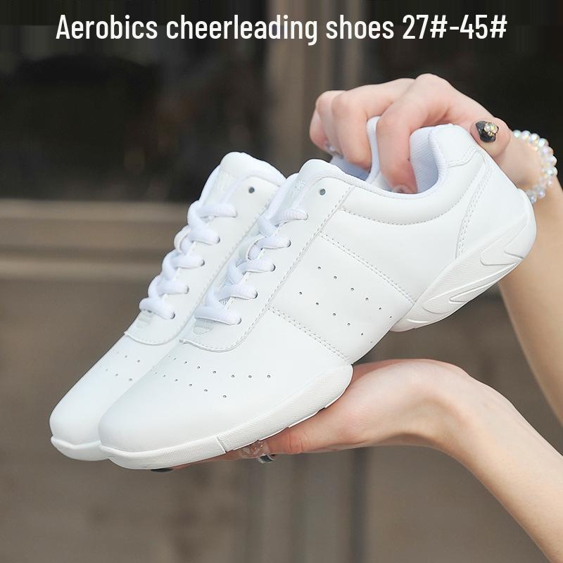 Yingrui Women's White Aerobic Dance Shoes - Soft Sole, Non-Slip, Perfect for Cheerleading and Children's Training (Model 610)