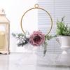 Couronne de cerceau floral en métal Couronne de fleurs de rose artificielle Guirlande de cadre rond en fer pour demoiselles d'honneur