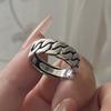 925 Sterling Silver Rings For Women Geometric Fine Jewelry Finger Adjustable Simple Retro Chain Ring For Party Birthday Gift