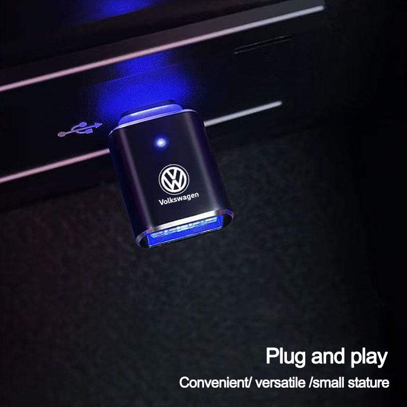 USB To Type-C Adapter LED Light OTG Micro TypeC Female Adapters Connector For Volkswagen VW Golf Amarok T5 Phaeton Teramont ID3