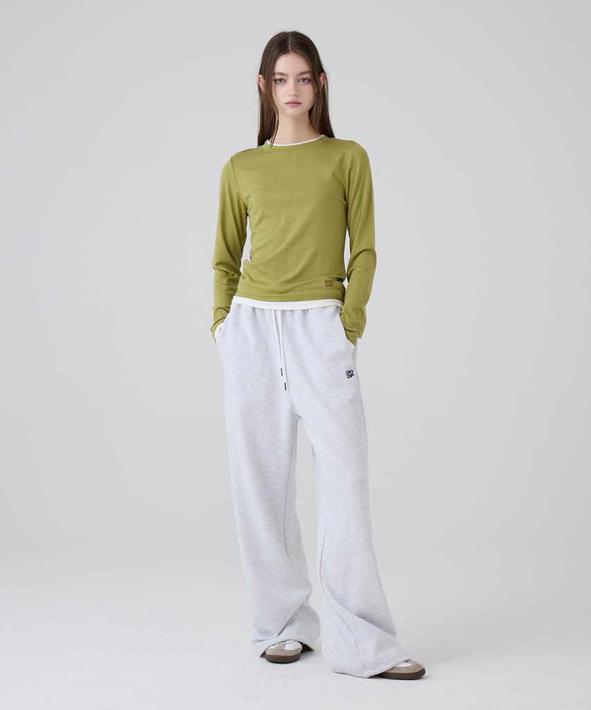 DANGLEDROP Dgdp Square Logo Wide Sweatpants_White Melange