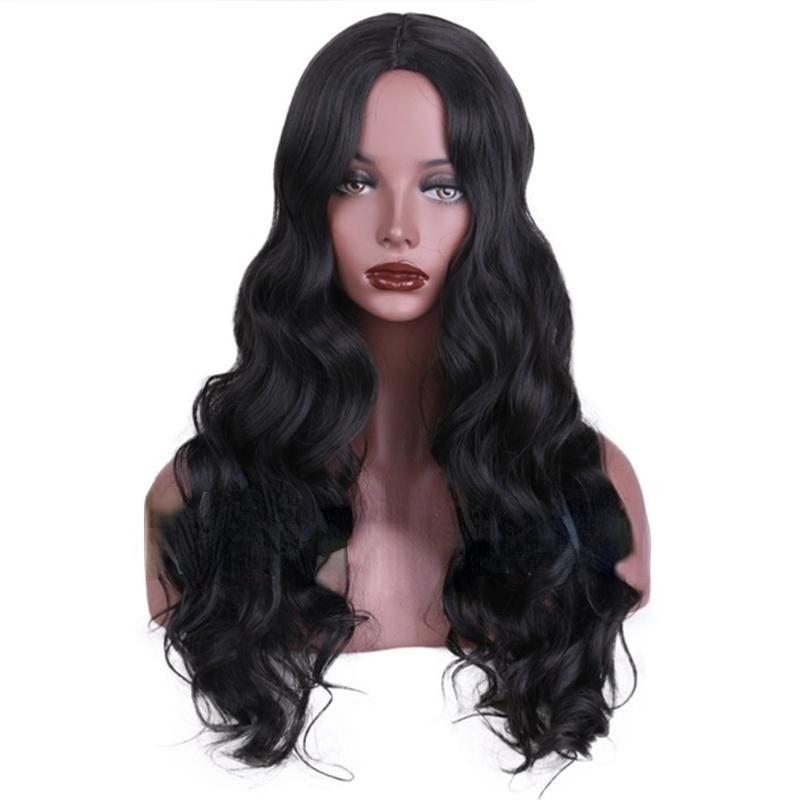 MISS WIG Beautiful Long Wave Wig Ombre Black Brown Pink Red Wine Color Synthetic Fiber Wig for Women