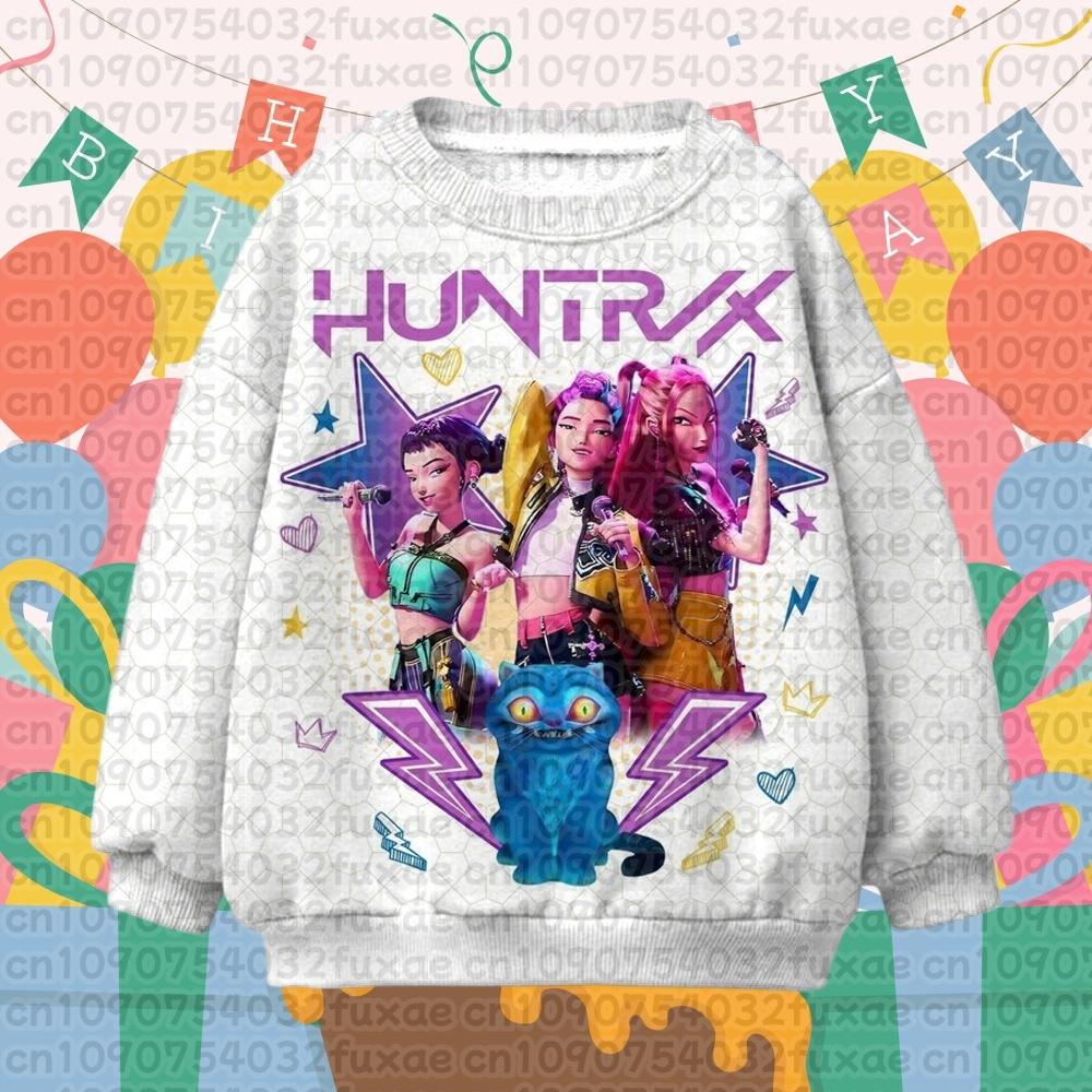 Kpop Demon Hunters Huntrix Print Sweatshirt For Children Autumn Winter Long Sleeve Pullover Casual Oversiezed Kids/Adult Tops