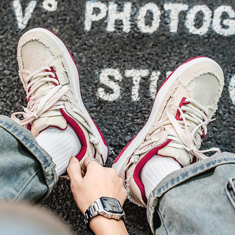 Schuhe Herren Frühjahr 2025 neue Schuhe im Hongkong-Stil Nische High-End Board Schuhe Herren Sport und Freizeit Canvas Schuhe