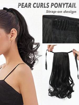 Synthetic Pear Flower Curling Lace-up Style Short Ponytail Hair Extension Natural Wig In Ponytail