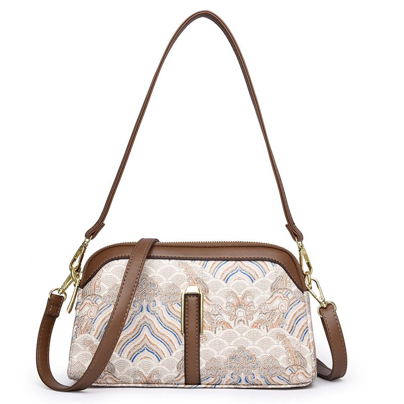 Fashion Printed Pattern Shoulder Bags For Women Luxurious Brand Double Zipper Small Crossbody Bag and Purse New Leather Handbags