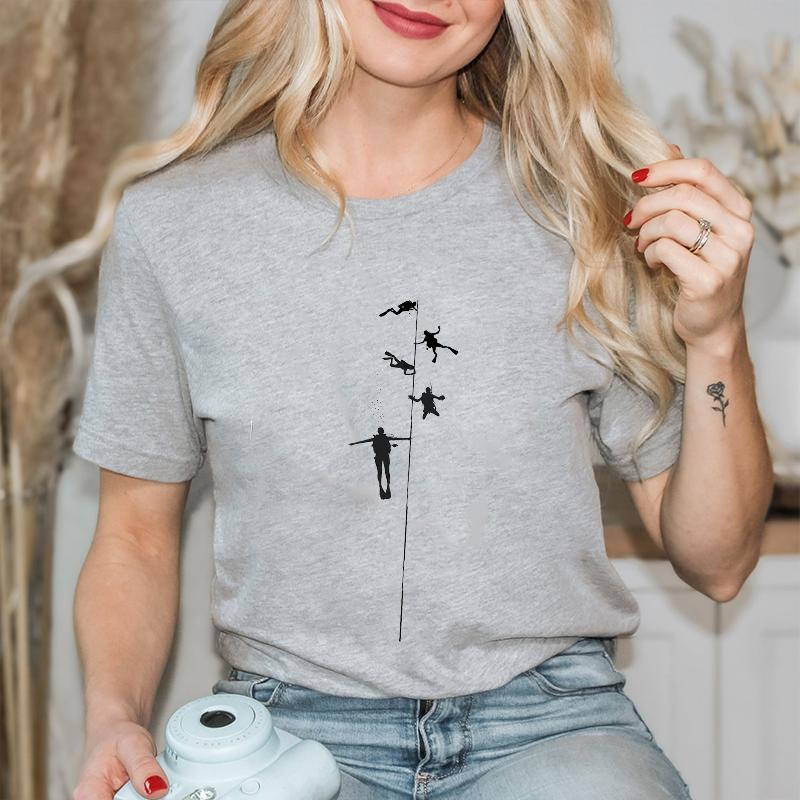 Divertente Stampa Grafica Subacqueo T Shirt Subacqueo Top Moda Girocollo Manica Corta Taglie Forti Donna T-Shirt