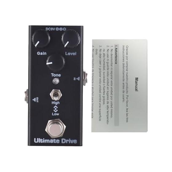 Acogedor Ultimate Drive Guitar Effect Pedal, Electric Guitar Ultimate Drive Effect, Pedal, Gain Level Tone Control, True Bypass, DC 9V, 6.35mm In