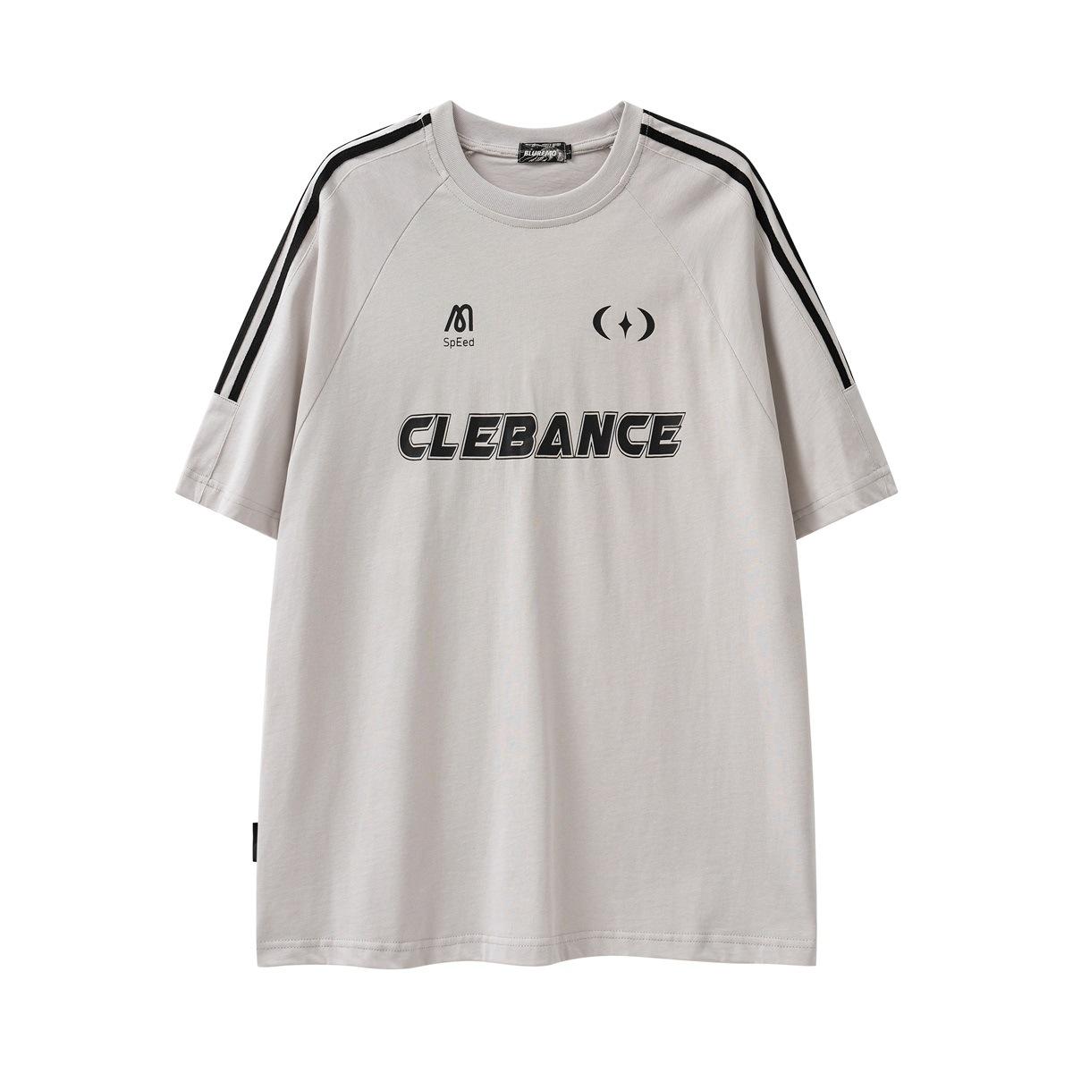 

Вставка, вращающаяся манжета, лямка, украшение, буква, свободный круглый вырез, короткий рукав XXL серый