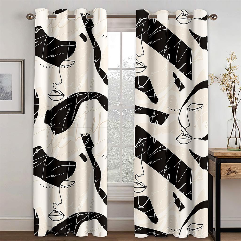 

3D Modern Art Splashy Graffiti Style Curtains Simple Style Home Decor Living Room Bedroom Curtains 2 Panels 50W130H(CM)X2PCS&HooK