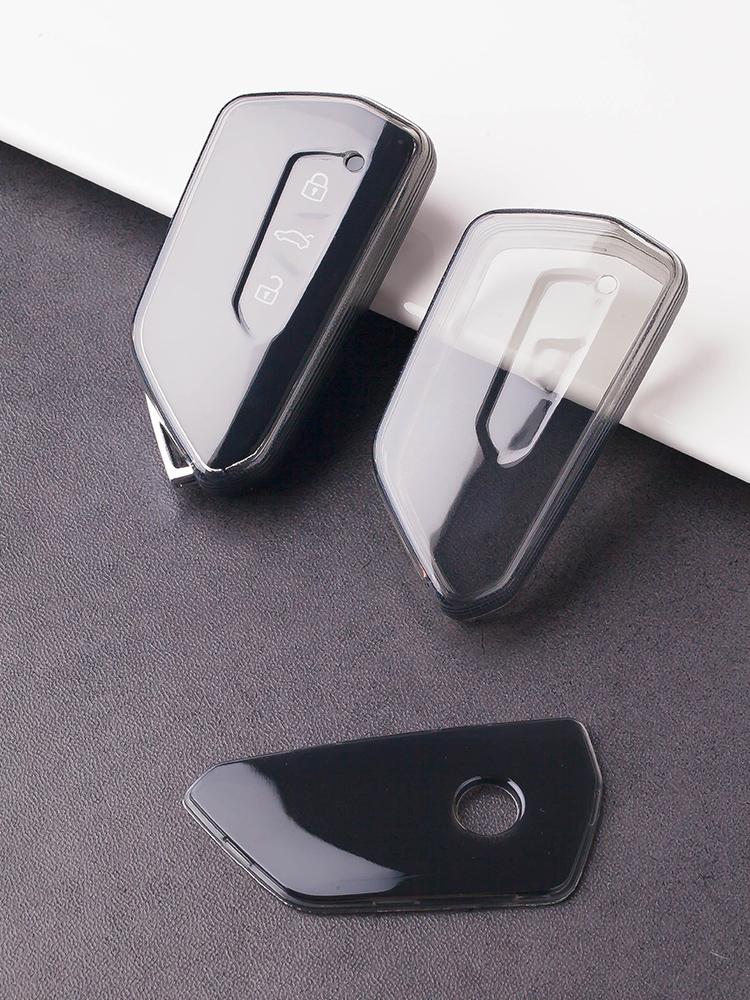 Gjennomsiktig Svart Myk TPU For Volkswagen Golf 8 Mk8 Id 4 Id.3 Skoda A8 Octavia Formentor Tarraco Bilnøkkelveske Deksel Holder Nøkkelring