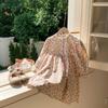 French Retro Floral Puff Sleeve Girls' Dress - Autumn Style, Long Sleeve, Sweet Korean Version Skirt for Children.