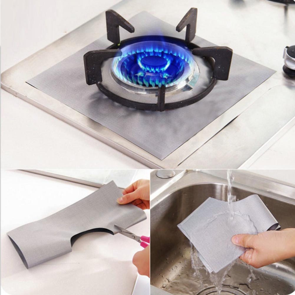 6 ks/sada opakovaně použitelných skleněných vláken, chráničů plynových sporáků, ochranná podložka, kuchyňské nářadí (stříbrný)