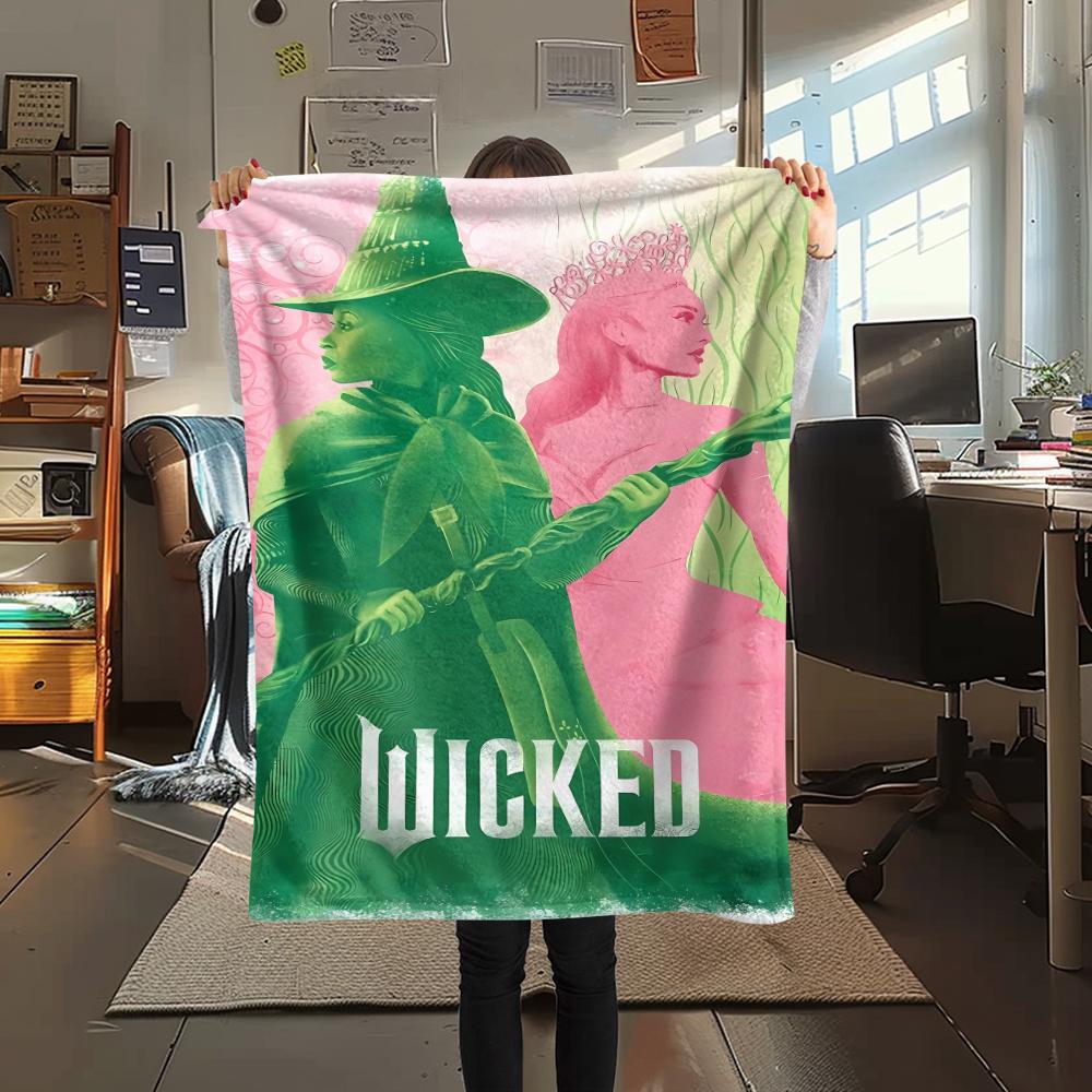 1PC Wicked Print Flannel Blanket, High quality All Seasons, Home Decor, Warmth and Comfort, Perfect for Christmas Gifts