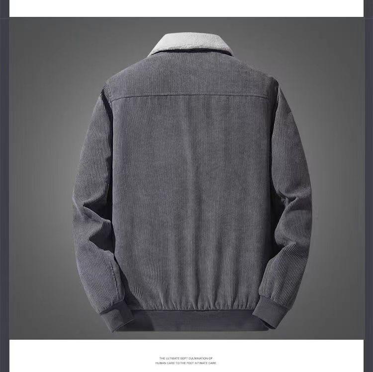 Chaqueta Cárdigan Unisex de Pana con Cremallera y Forro de Terciopelo Plus Otoño/Invierno 2025