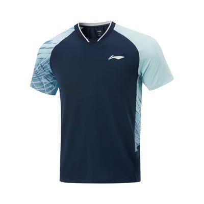 Comfortable Breathable Spliced Printed Short Sleeve T-Shirt Unisex Tops Guangdong-Blue AAYV067-1
