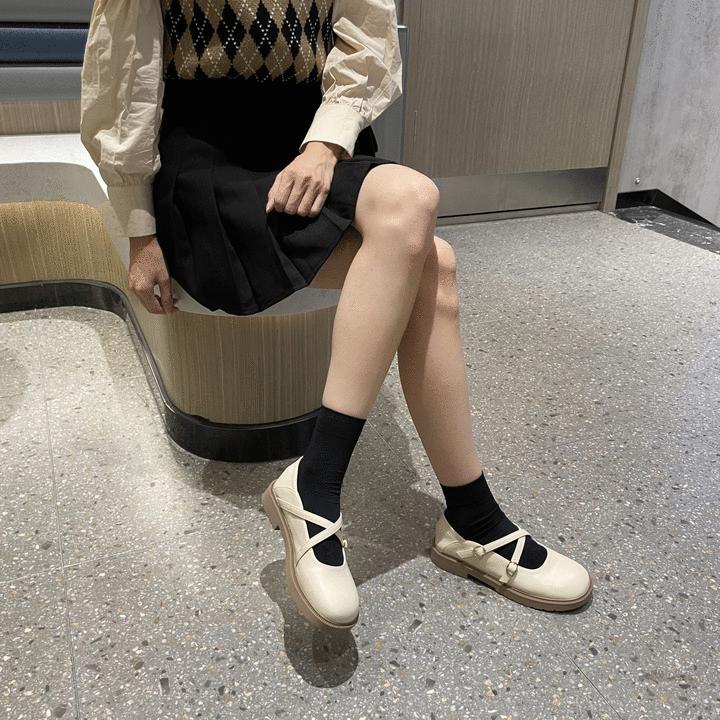 2023 Damen Mary Jane Loafer mit rundem Zeh - Japanischer Schulstil, Flacher Boden, Britische JK Uniformschuhe