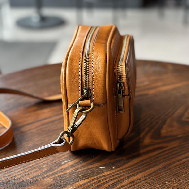 Johnature Lässige Kissentasche für Damen, weiches Echtleder, einfache, einfarbige, vielseitige Schulter- und Umhängetaschen aus Rindsleder