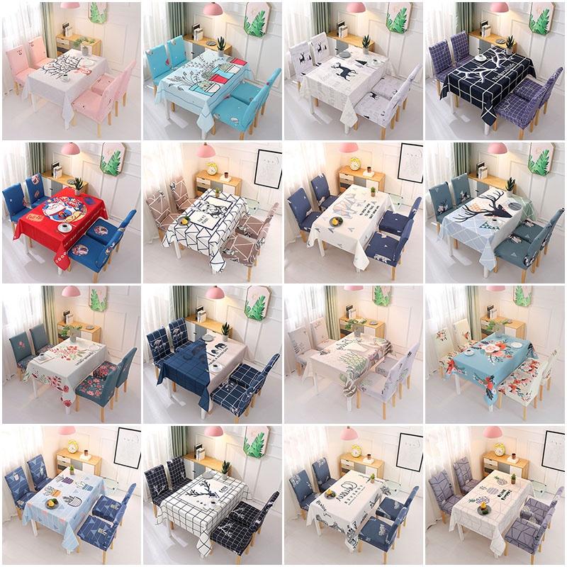 Elegant Waterproof Tablecloth And Elasticity Seat Slipcover Set For Modern Kitchens
