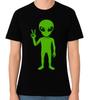 Alien Peace Sign T-Shirt UFO Sci-Fi Graphic Unisex Funny Gift Tee