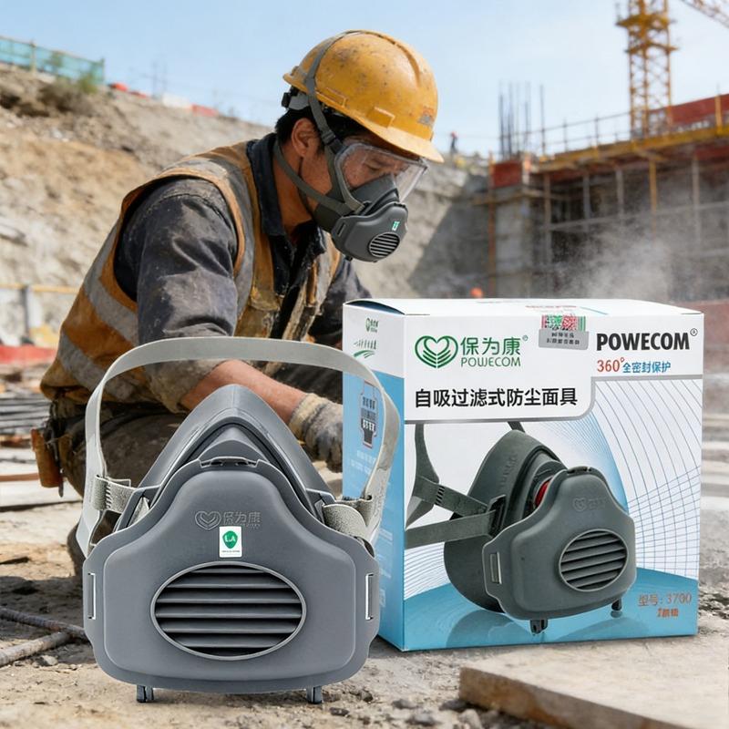 Dust-Proof Work Safety Rubber Mask Cotton Filter Dust Respirator Half Face Dust Mask for House Clean Carpenter Builder Polishing