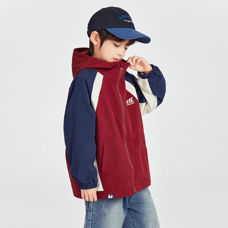 

Boy s Geometric Color-block Hooded Casual Jacket 120