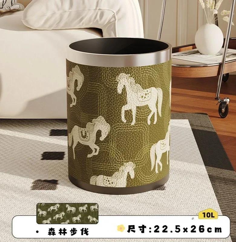 Antique Style Leather Trash Can High Quality Wastebasket Home Living Room Bedroom Trash Bin Wastebasket Home Accessories