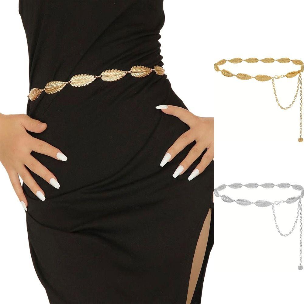 Boho Chic Dress Waist Chain Vintage Body Chain Versatile Metal Leaf Belt  Women's Fashion Accessory