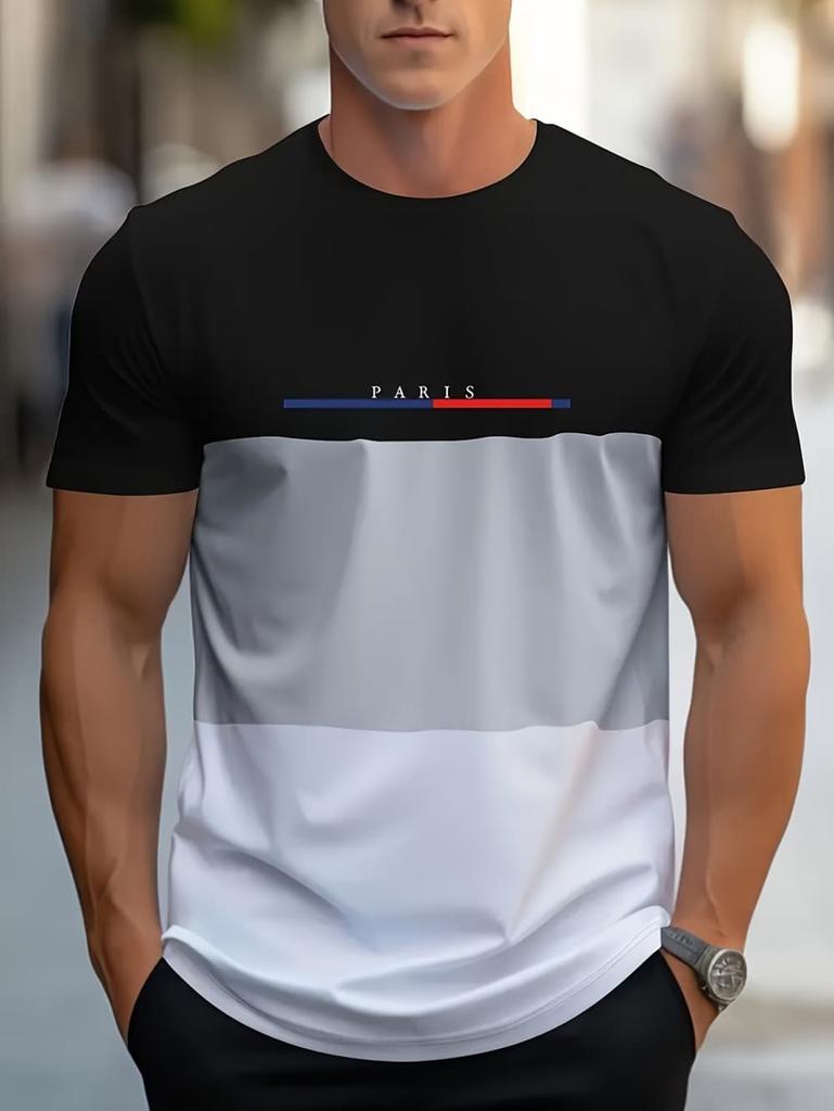 Summer Simple Print Men's Clothing Fashion Loose Men's T-Shirt Summer Outdoor Breathable Men Top New Round Neck Men Short Sleeve