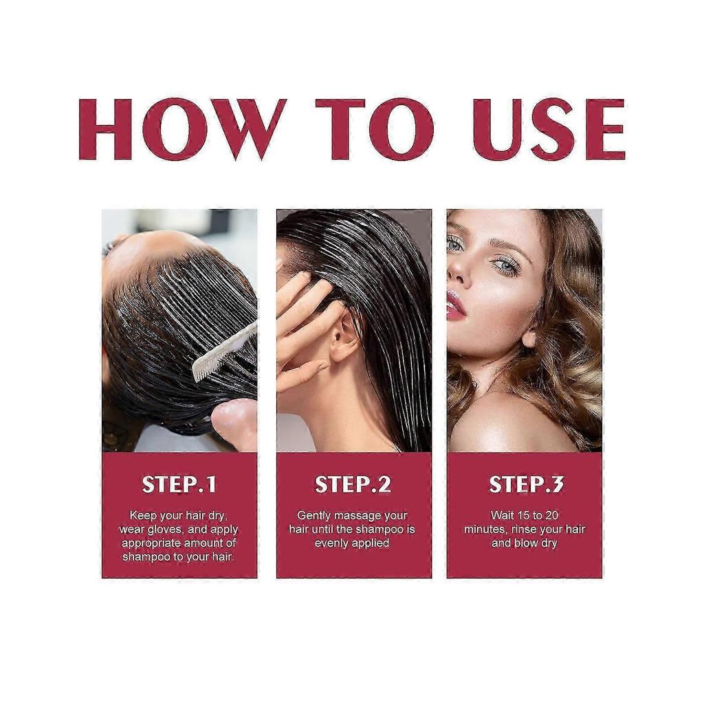 Hair Dye shampoo, Instant 3 in 1 Hair Color Shampoo, Gray Hair Coverage Shampoo Long Lasting for Men and Women