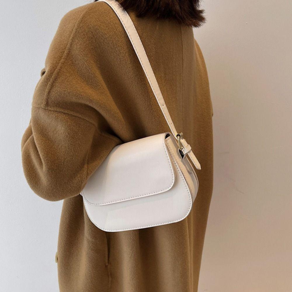 Square PU Shoulder Bag Leather Women Crossbody Bag Simple Flap Crossbody Shoulder Bag Girl