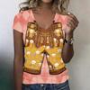 Women's Casual V Neck Short Sleeve T Shirt Oktoberfest Print Top Lightweight Soft Fabric Relaxed Fit Tee for Everyday Wear