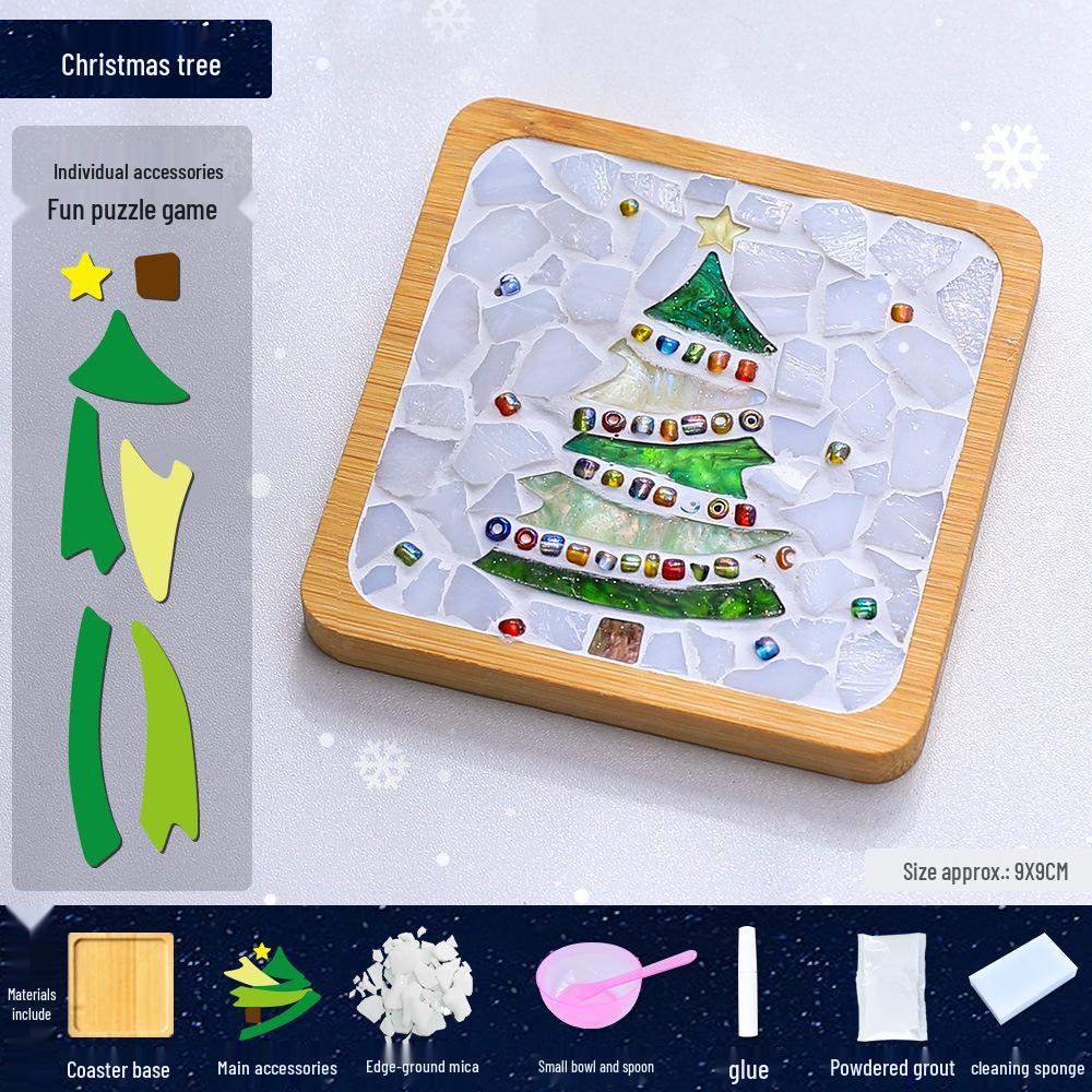 Handmade Mosaic Coaster DIY Kit for Kids & Adults - Gift & Ornament Craft Set for Christmas