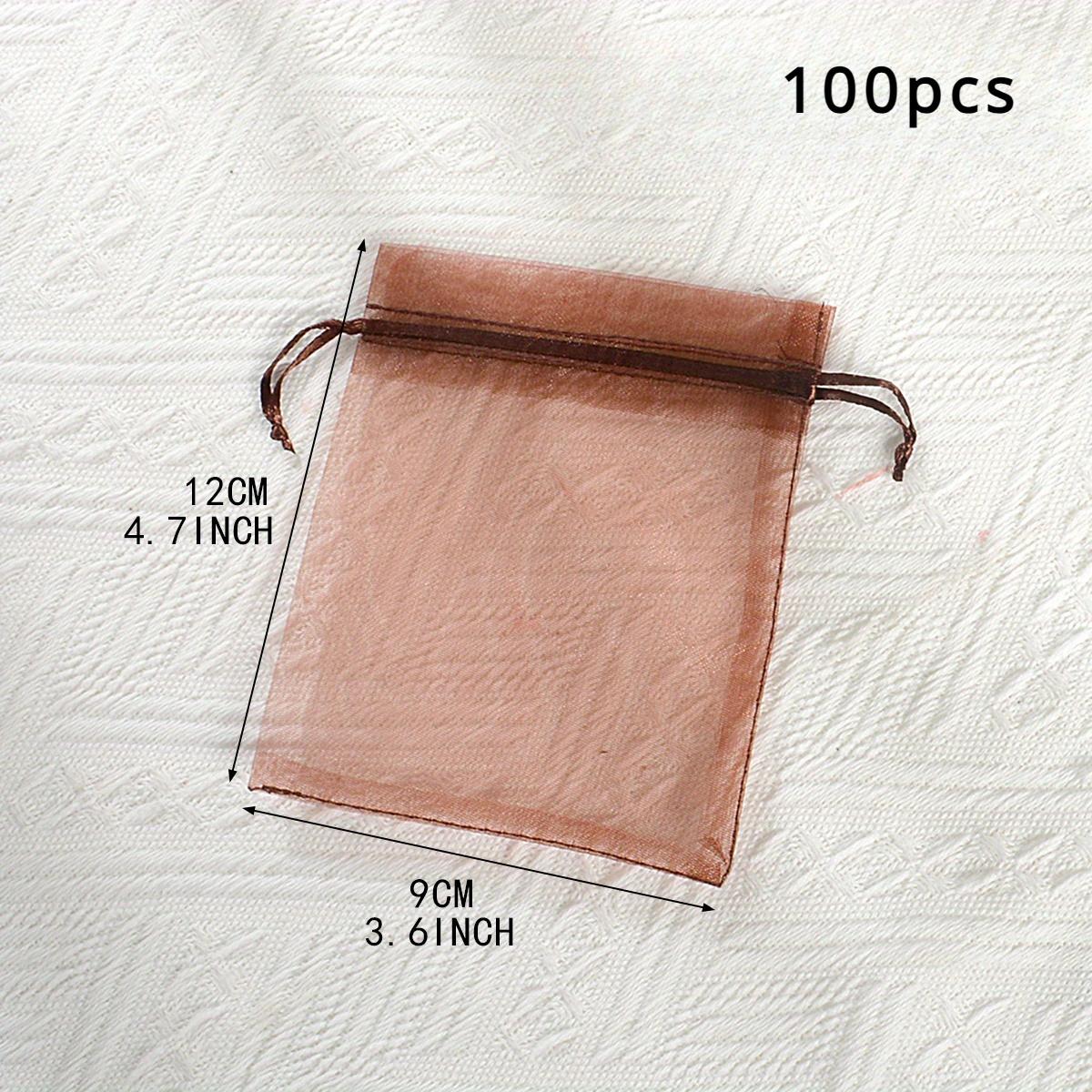 

100pcs Clear Mesh Bags - Large 11.99x8.99 cm Transparent Gauze-like Pouches, Elegant Wedding, Christmas, Party Favor Bag 9X12cm