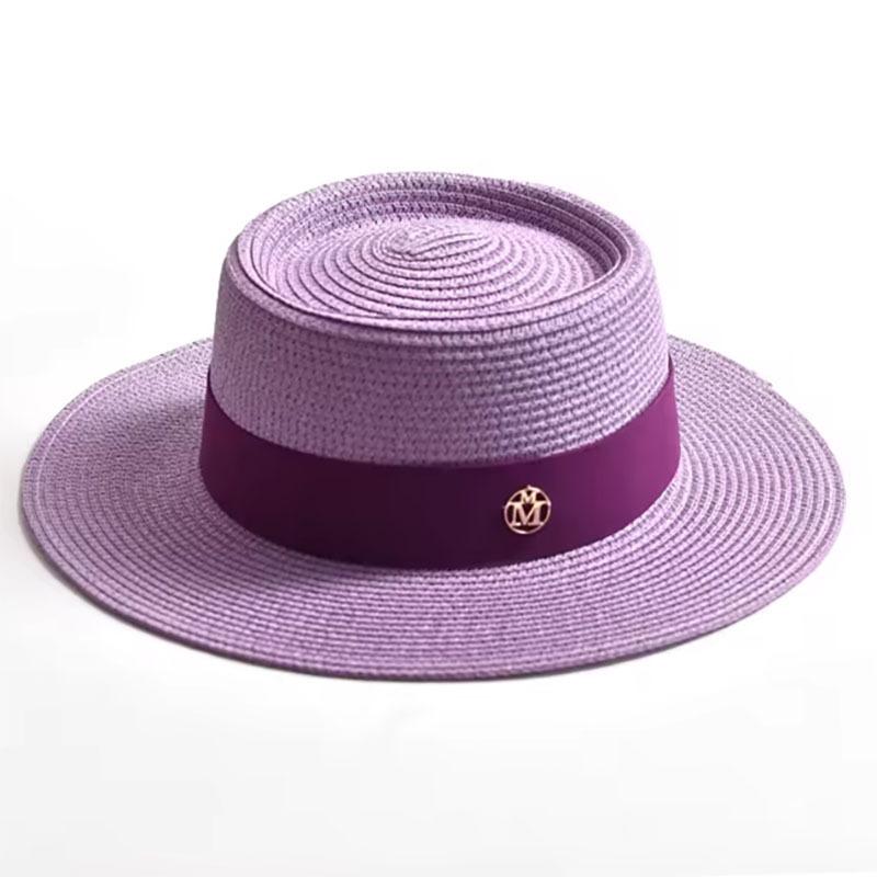 New Summer Straw Sun Hats for Women Ladies Fashion Flat Brim Ribbon Beach Hat Travel Dress Cap Chapeau Femme
