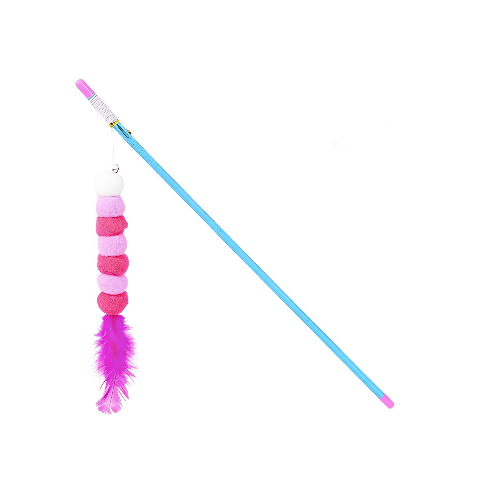 

Interactive Caterpillar Cats Wand Toy With Bell & Feather, Elastic String Pom-Pom Teaser Stick For Indoor Cats One Size