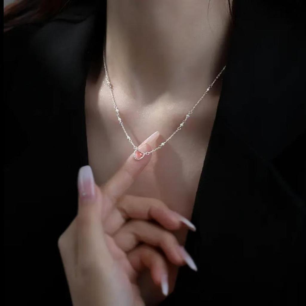 Sterling Silver Pearl Heart Necklace for Women - Niche Design, Versatile High-End Feel, Clavicle Chain