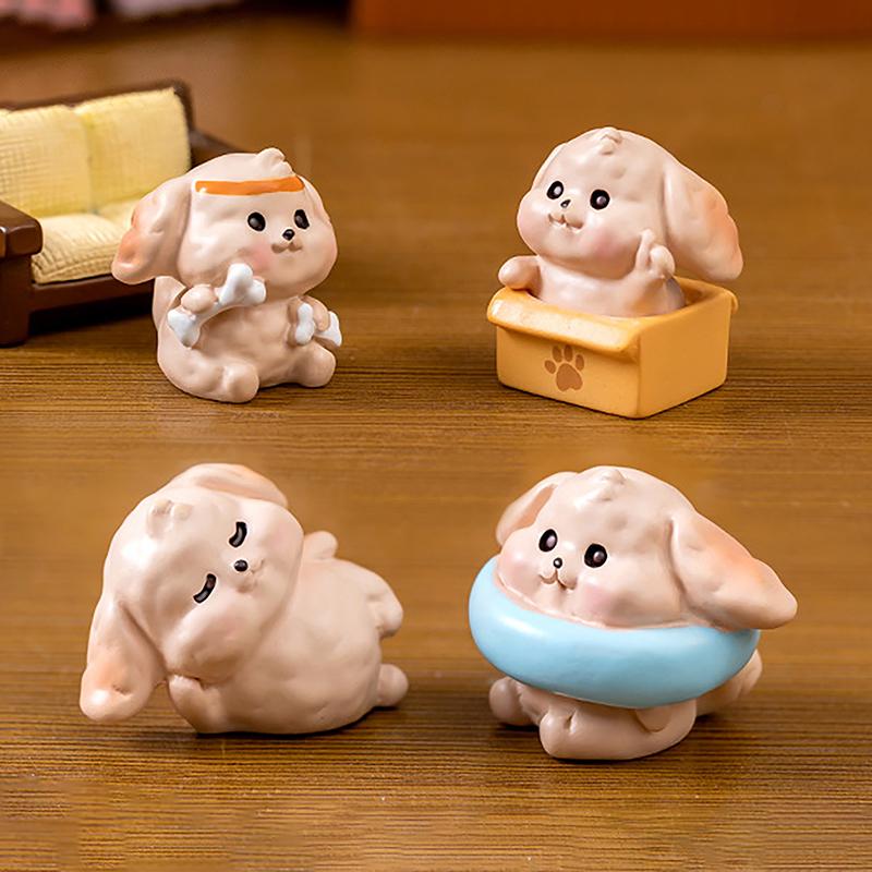 Miniature Cartoon Dog Micro Landscape Resin Ornaments For Home Decoration Kawaii Animal Puppy Figurine Desk Room Decor Gift