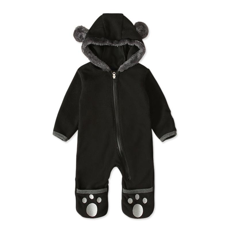 Boys and Girls Bear Long Sleeve Hooded Foot Wrapped Bodysuit Crawling Suit