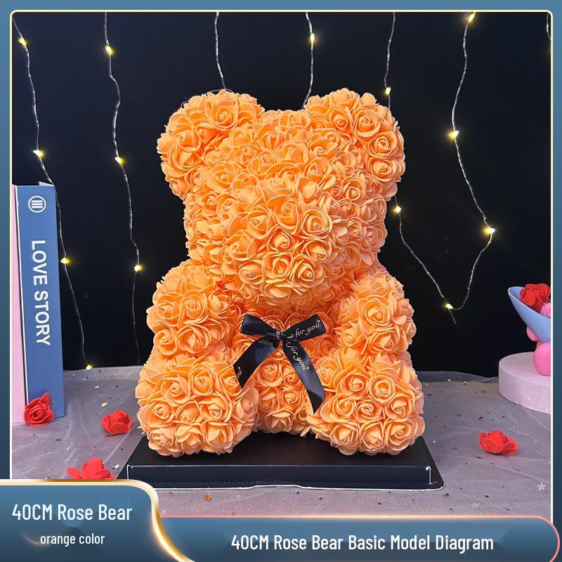 Eternal Rose Bear: Valentine's, Mother's Day & Birthday Gift, Floral Bouquet Ornament for Girlfriend.