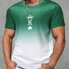 Summer Round Neck 3D Gradient Spade K Pattern Print Top Fashionable Casual Short Sleeved Men's T-shirts