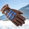 Brown Mens Leather Gloves Real Pigskin  Winter Gloves Warm Thick Driving Skiing Men's Gloves