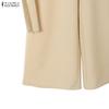 ZANZEA Women Short Sleeve Blouse and Long Pants Casual Two Piece Suit Sets