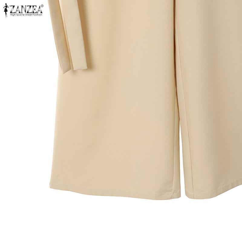 ZANZEA Women Short Sleeve Blouse and Long Pants Casual Two Piece Suit Sets