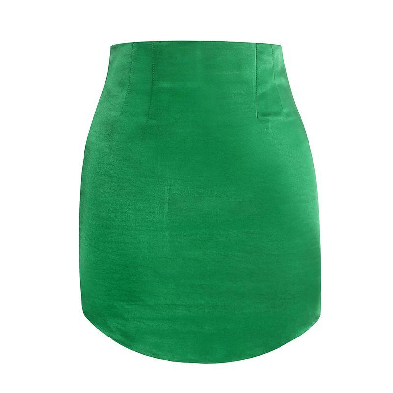 

Fashion Autumn Skirt Retro green silm miniskirt back mid-zip L