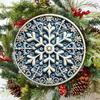 Vintage Round Metal Wall Art Blue Snowflake Farmhouse Decor